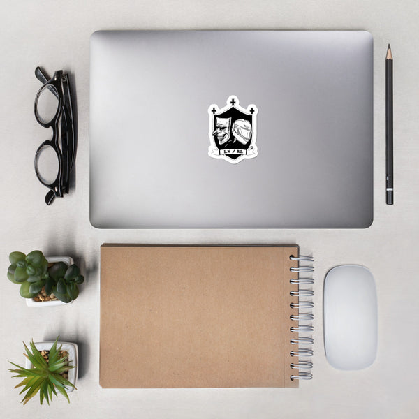 "Laugh now ride later" logo stickers