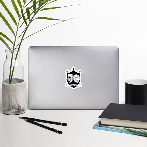 "Laugh now ride later" logo stickers